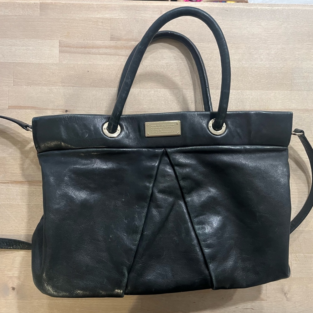 Marc Marc Jacobs Glossy Black Structured Tote Wit… - image 1